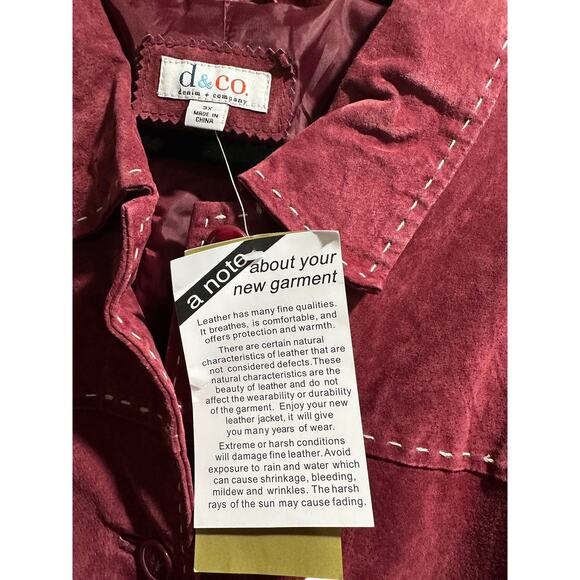 NWT | denim + company Maroon Washable Genuine Leather Jacket | Women's 3x - Picture 5 of 6